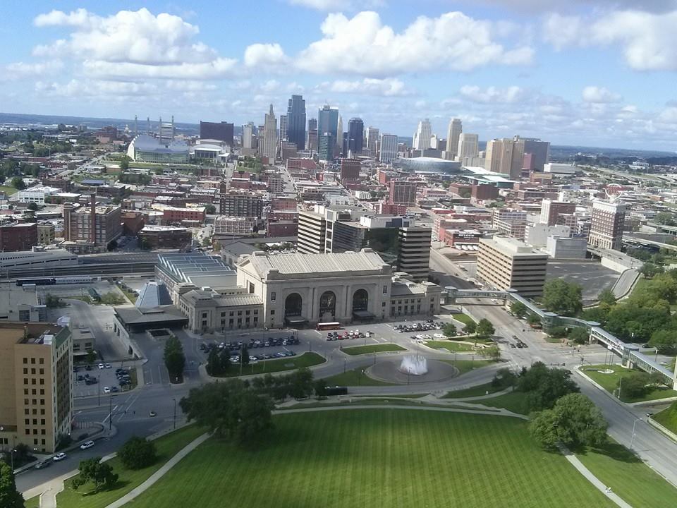 Kansas City skyline and Union Station seen from the Liberty Memorial